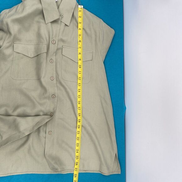 VTG ANNA & FRANK 100% SILK LIGHT GREEN LS BLOUSE SHOULDER PADS WOMENS XL - Picture 13 of 13